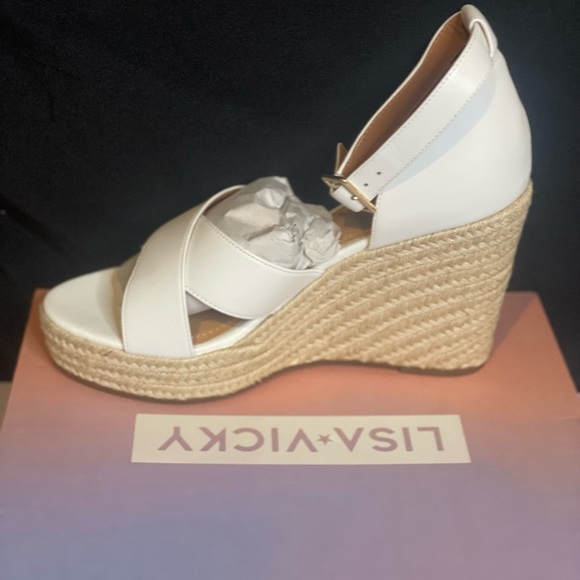 Lisa Vicky Gemi Platform Espadrille Wedge White‎ Sandals, size 10 - Picture 4 of 9